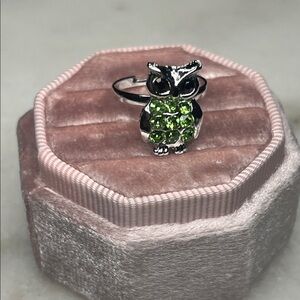 Artisan Silver Owl Ring with Green Highlights